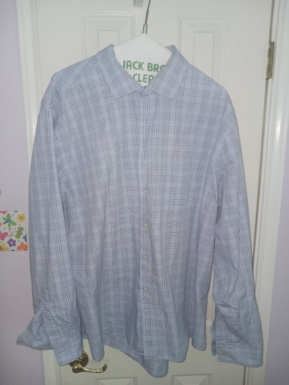 Van Heusen Flex Collar Regular Fit Plaid Dress Shirt XXL 18-18.5 36/37 Blue